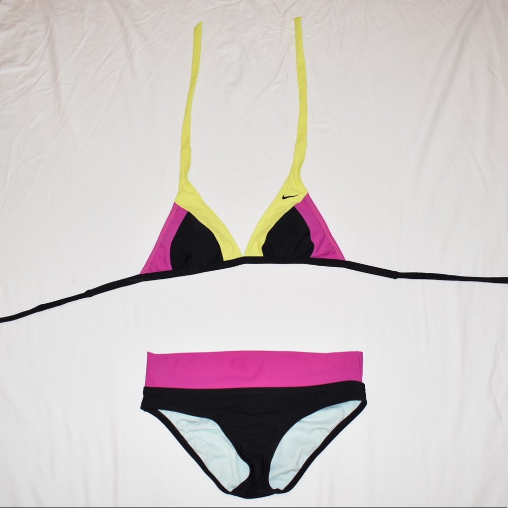 NWOT Nike Black, Yellow, and Pink Bikini Size 6